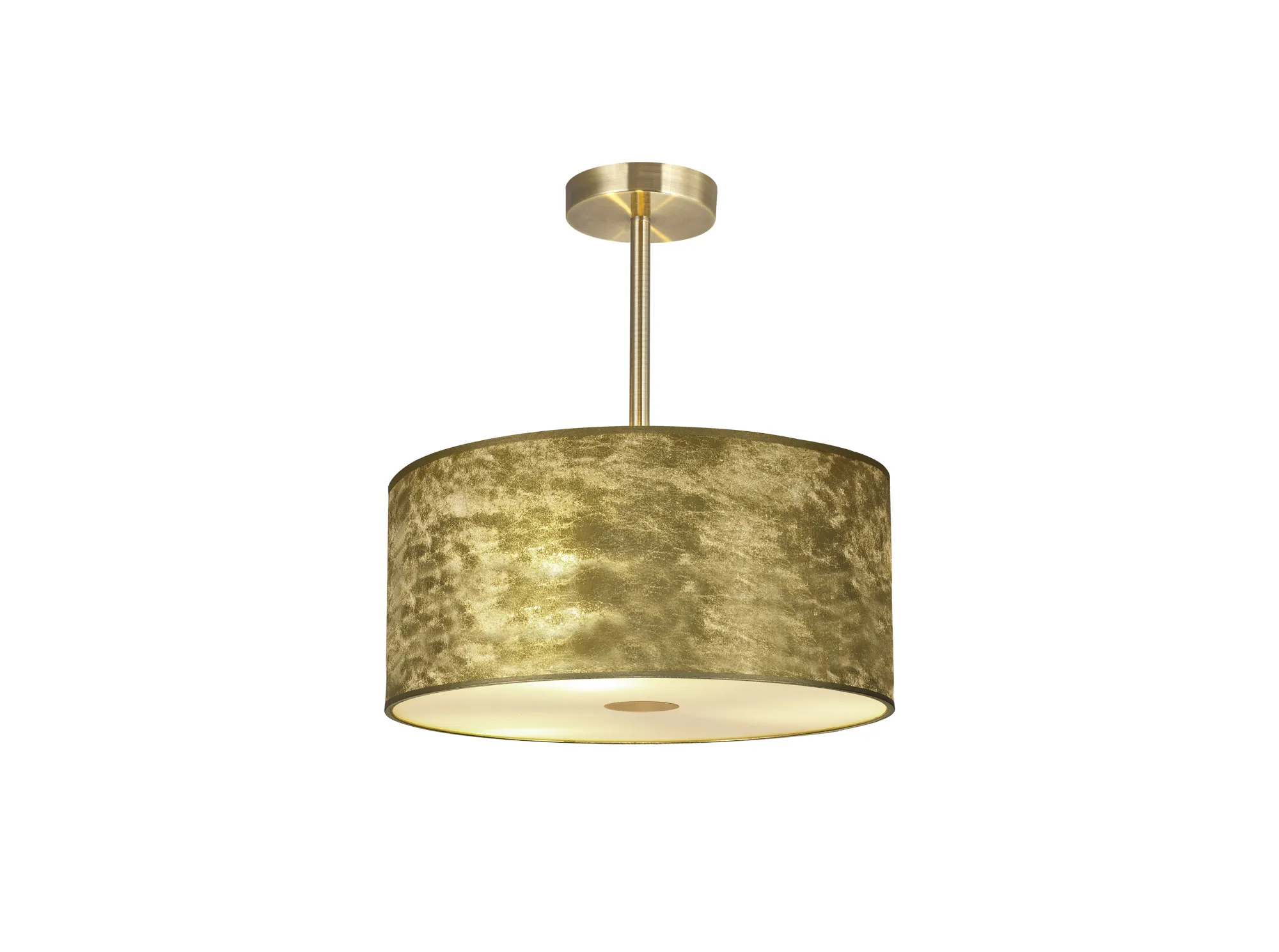 DK0832 Baymont 40cm Semi Flush 3 Light Antique Brass, Gold Leaf, Frosted Diffuser DK0832 Baymont 40cm Semi Flush 3 Light Antique Brass, Gold Leaf, Frosted Diffuser